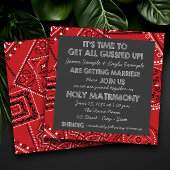 Red Bandana Rustic Country Chalkboard Wedding Einladung