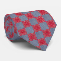 Red Bandana und Denim Block Print