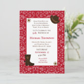 Red Bandana Western Cowboy Einladung zum Geburtsta (Stehend Vorderseite)