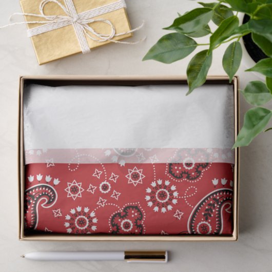 Red Bandana Zwei Tone gelb Weiß Rustikal Moderne Seidenpapier (Geschenk)