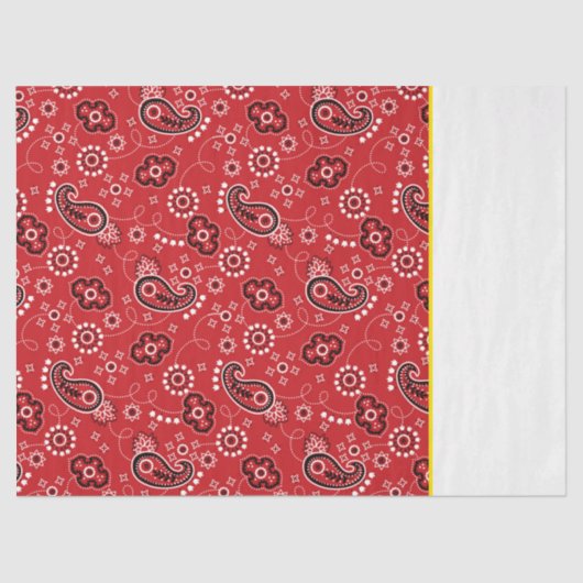 Red Bandana Zwei Tone gelb Weiß Rustikal Moderne Seidenpapier (Vorderseite)