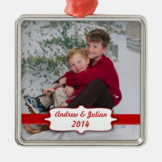 Red Banner Foto Ornament Aus Metall (Vorne)