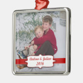 Red Banner Foto Ornament Aus Metall (Links)