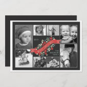 Red Banner Frohe Weihnachten 8 Foto-Karte (Vorne/Hinten)