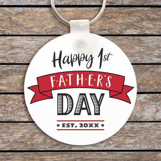 Red Banner Happy 1. Vatertag Cool Moderne Schlüsselanhänger
