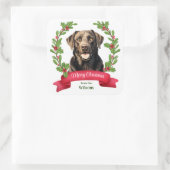 Red Banner Holly Chocolate Labrador Retriever Chri Quadratischer Aufkleber (Tasche)