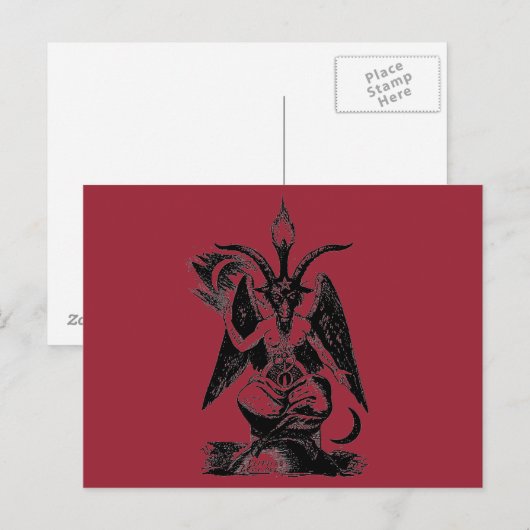 RED BAPHOMET POSTCARD POSTKARTE (Vorne/Hinten)