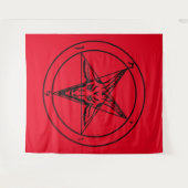 Red Baphomet Tapestry Wandteppich (Vorderseite (Horizontal))