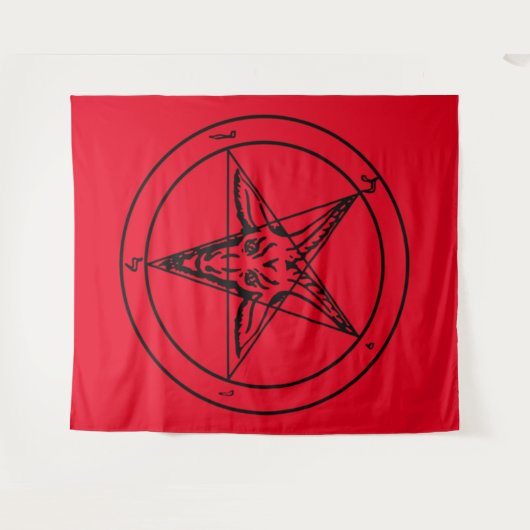 Red Baphomet Tapestry Wandteppich (Vorderseite (Horizontal))