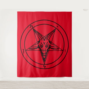 Red Baphomet Tapestry Wandteppich