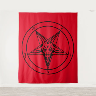 Red Baphomet Tapestry Wandteppich