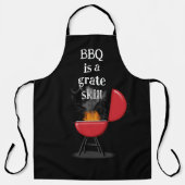 Red Barbecue Grill On Fire With Fun Text Schürze (Vorderseite)