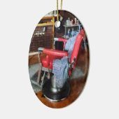 Red Barber Chair Keramik Ornament (Links)