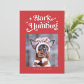 Red BARK HUMBUG Funny Dog Foto Weihnachten (Stehend Vorderseite)