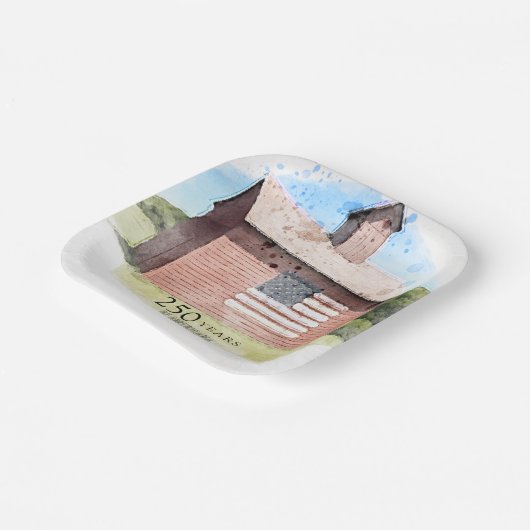 Red Barn 250 Years Americana 4th of July Party Pappteller (Gewinkelt)