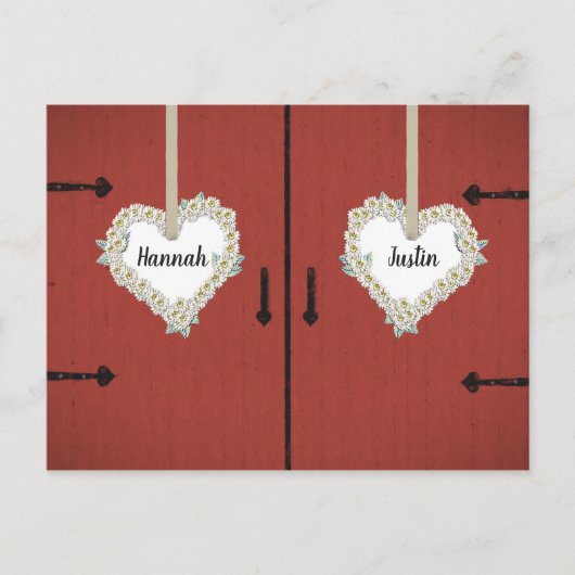 Red Barn and Daisises Country Wedding Save the Dat Postkarte (Vorderseite)