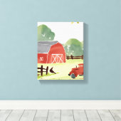 Red Barn | Aquarellzeichnung Leinwanddruck (Insitu (Holzboden))