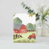 Red Barn | Aquarellzeichnung Postkarte (Stehend Vorderseite)