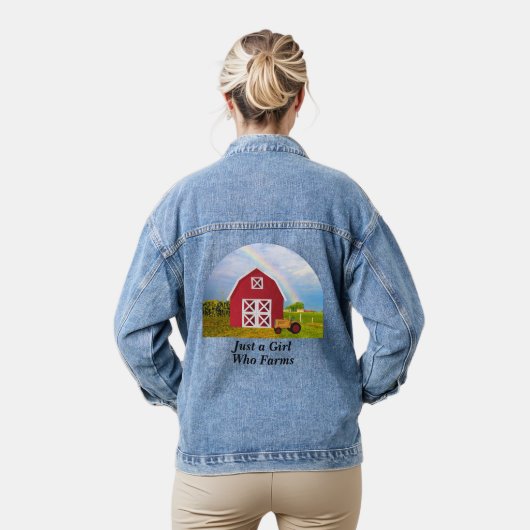 Red Barn Blue Sky Personalisiert Name Womens Jeansjacke (Modell)