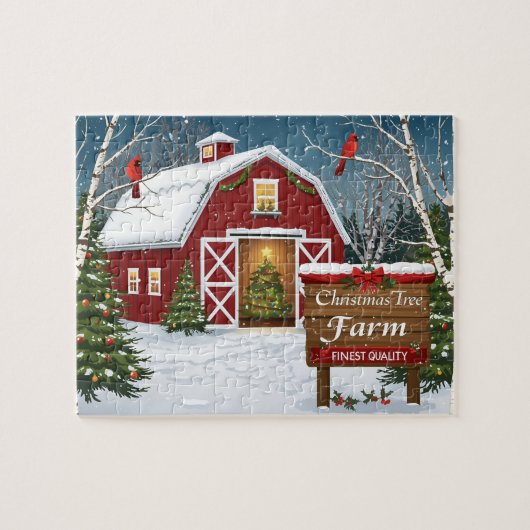 Red Barn Christmas Tree Farm Puzzle (Horizontal)