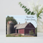 Red Barn Country Wedding Flat Vielen Dank Einladung (Stehend Vorderseite)