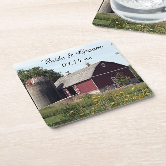 Red Barn Country Wedding Rechteckiger Pappuntersetzer (angewinkelt)