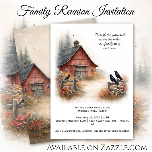 Red Barn Crows Farm Family Reunion | Einladung