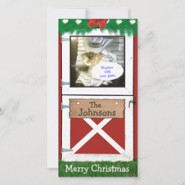 Red Barn Door Custom 1 Foto Holiday Card Feiertagskarte