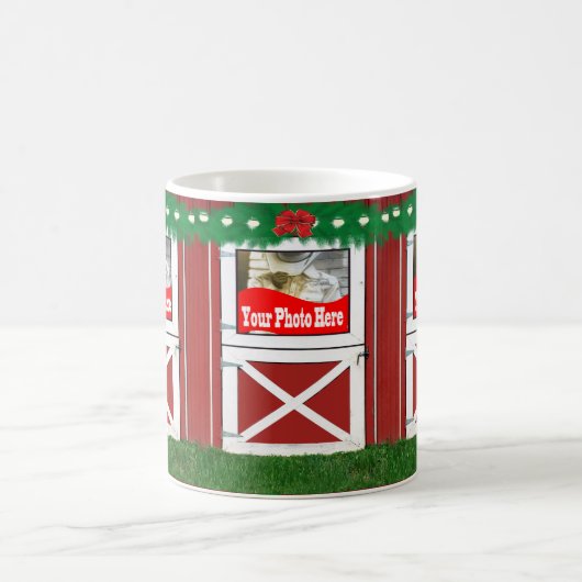 Red Barn Door Custom 3 Foto Holiday Kaffee Tasse (Mittel)