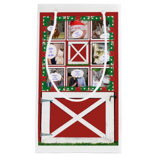 Red Barn Door Custom 8 oder 16 Foto Geschenktasche Kleine Geschenktüte (Vorderseite)