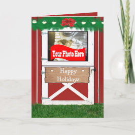 Red Barn Door Custom Holiday Foto Card Feiertagskarte