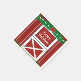 Red Barn Door Custom Holiday Party Napkins #2 Serviette