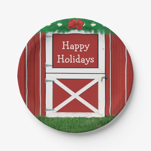 Red Barn Door Custom Holiday Party Teller (Vorderseite)