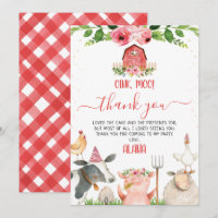 Red Barn Farm Animals Geburtstag Danke Karte