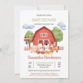 Red Barn Farm Baby Dusche einladen Einladung (Vorderseite)