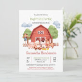 Red Barn Farm Baby Dusche einladen Einladung (Stehend Vorderseite)