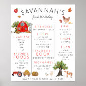 Red Barn | Farm First Birthday Meilenstein Poster (Vorne)