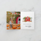 Red Barn | Farm Thema Geburtstag Danke Karte (Innenseite)