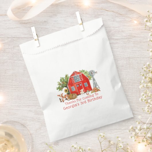 Red Barn | Farm Thema Geburtstag Gönnertaschen Geschenktütchen (Ausgeschnitten)