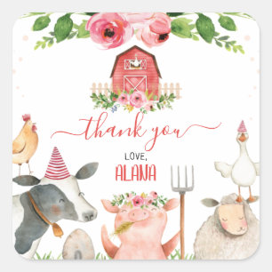 Red Barn Farm Tiere Geburtstag Danke Sticker