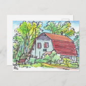 Red Barn House Postkarte (Vorne/Hinten)
