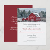 Red Barn im Winter Wedding RSVP Card Einladung (Vorne/Hinten)