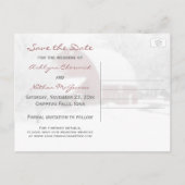 Red Barn im Winter Wedding Save the Date Post Card Ankündigungspostkarte (Rückseite)