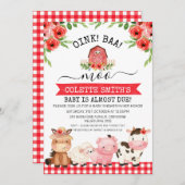 Red Barn Oink Baa Moo Farm Baby Dusche Einladung (Vorne/Hinten)