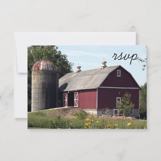 Red Barn Silo Country Wedding UAWG Response Card RSVP Karte (Vorderseite)