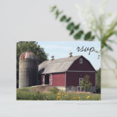 Red Barn Silo Country Wedding UAWG Response Card RSVP Karte (Stehend Vorderseite)