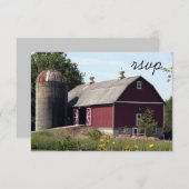Red Barn Silo Country Wedding UAWG Response Card RSVP Karte (Vorne/Hinten)