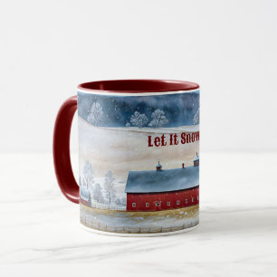 Red Barn Snow Country Weihnachtsfeiertag Tasse Cup