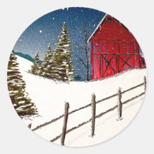 Red Barn Snowy Landschaft