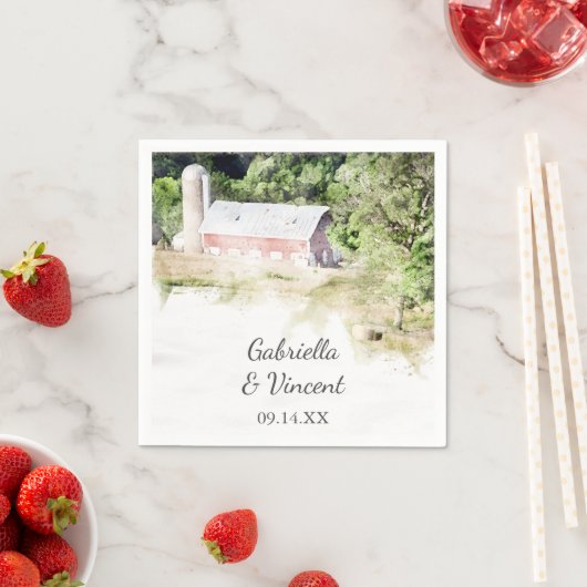 Red Barn und Silo Country Farm Wedding Napkins Serviette (Beispiel)
